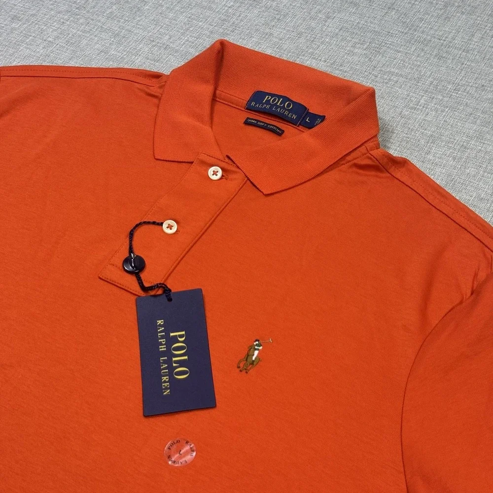 Polo Ralph Lauren Pima Soft Touch Polo Shirt Mens Large Orange 100% Cotton